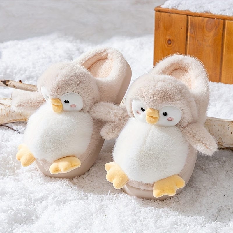 Chausson peluche - Pinguin Crème / 34-35