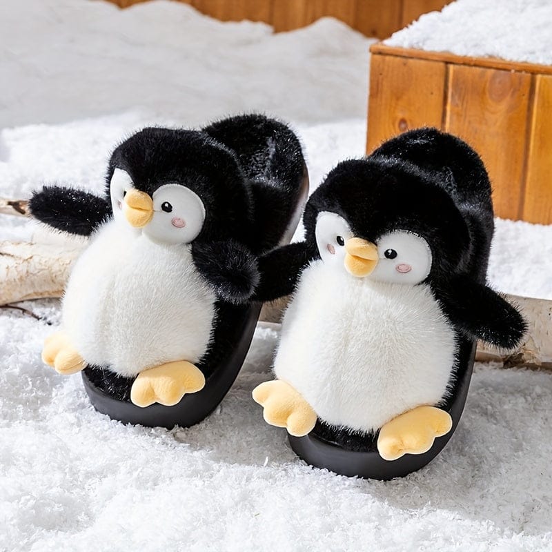 Chausson peluche - Pinguin Noir / 34-35