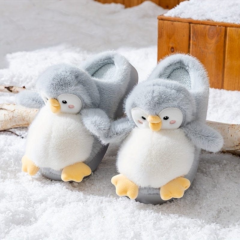 Chausson peluche - Pinguin Gris / 34-35