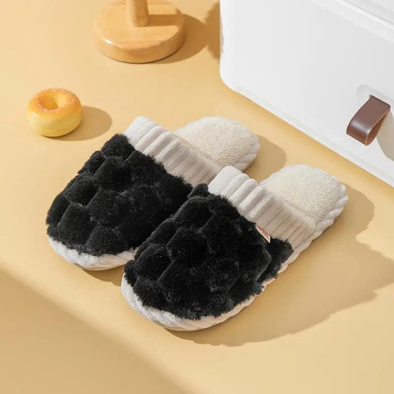 Winter Footwear Flat New Autumn Women Indoor Home Non Slip Versatile House Shoes Warm Plush Cotton Slippers TG06 black / 44-45