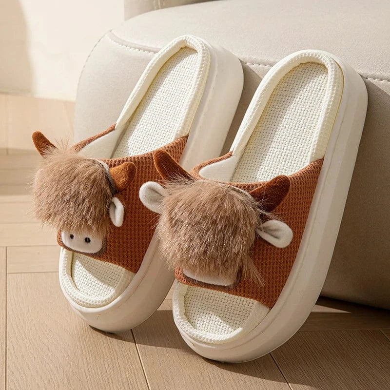 Chausson rigolo - Vache Marron / 34-35