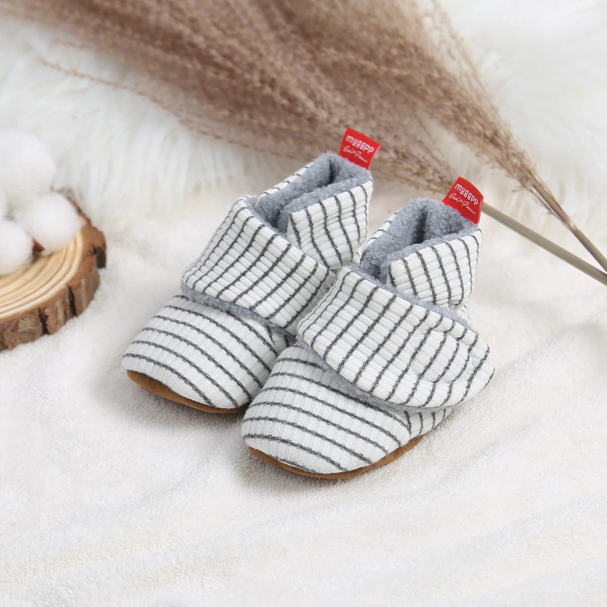 Chaussons Bébé à Scratch Gris 2 / 1-6 mois