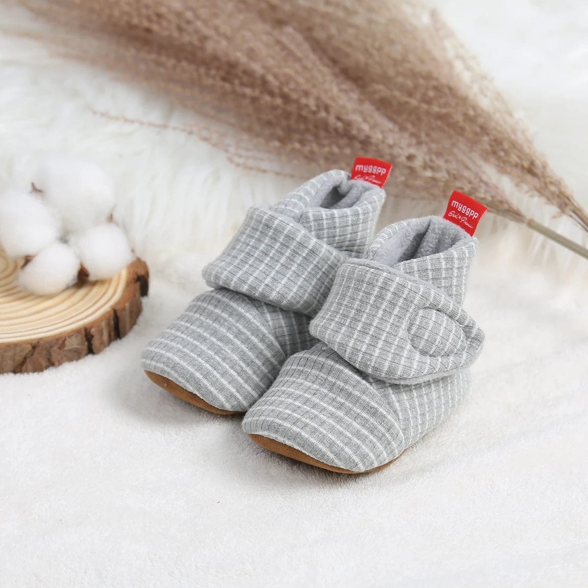 Chaussons Bébé à Scratch Gris 1 / 1-6 mois