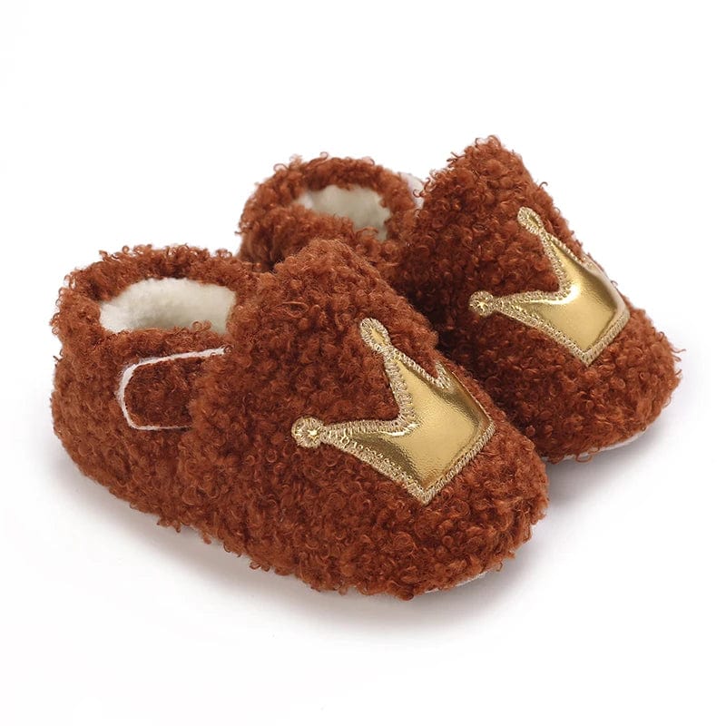 Chaussons Bébé Couronne Marron / 0-3 mois