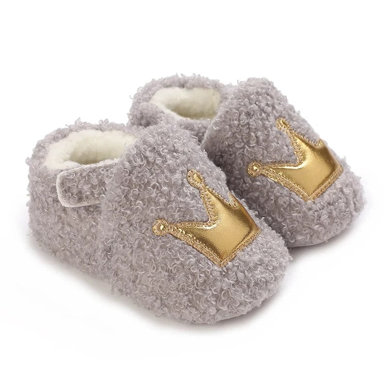 Chaussons Bébé Couronne Gris / 0-3 mois