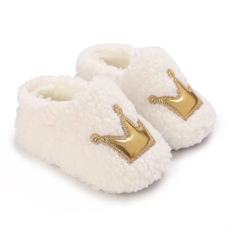 Chaussons Bébé Couronne Blanc / 0-3 mois