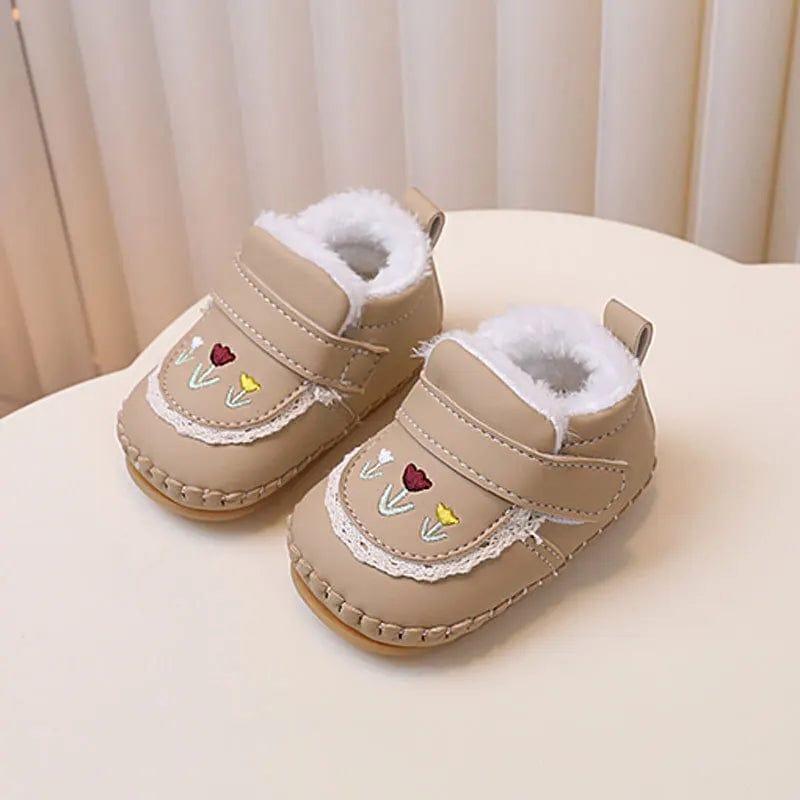 Chaussons Bébé en Cuir Marron / 0-1 mois