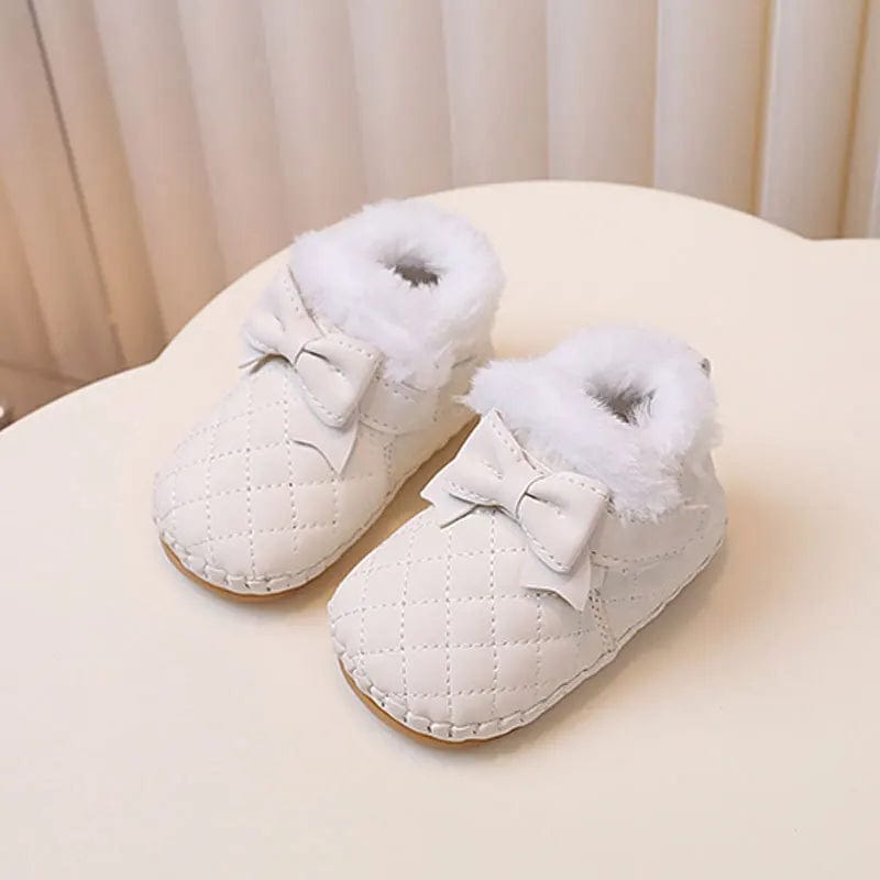 Chaussons Bébé en Cuir PU Blanc / 0-3 mois