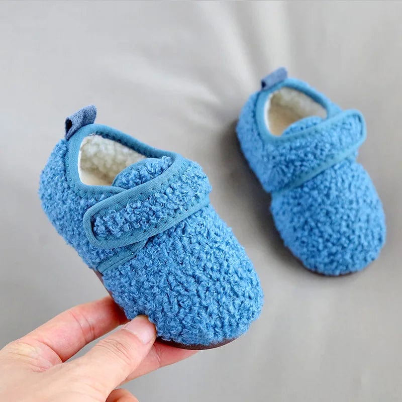 Chaussons Bébés en Moumoute Bleu / 18