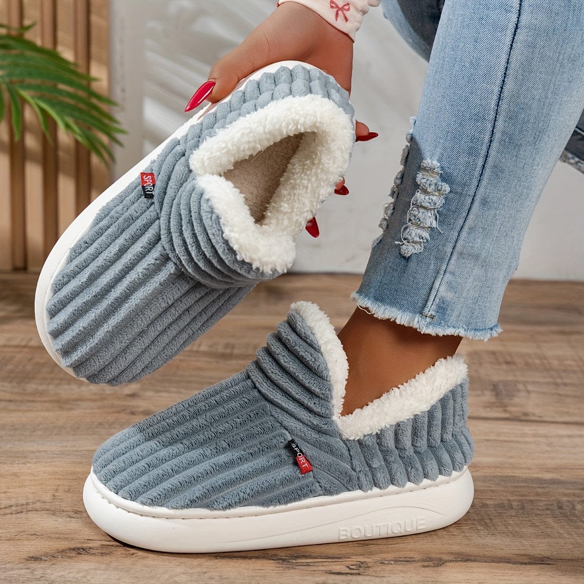 chaussons chauds -  Fluf Gris / 34-35