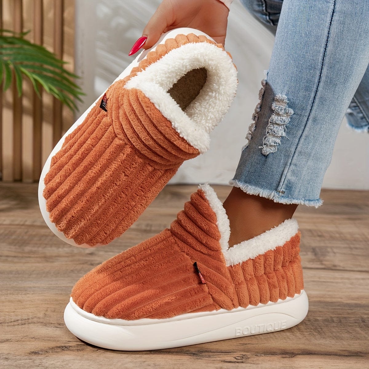 chaussons chauds -  Fluf Orange / 34-35