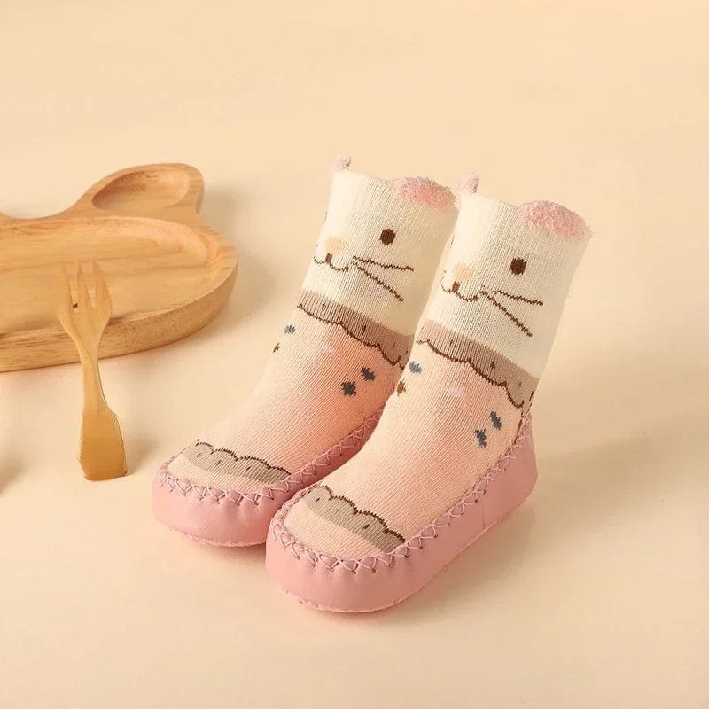 Chaussons chaussette animaux Rose / 16-17