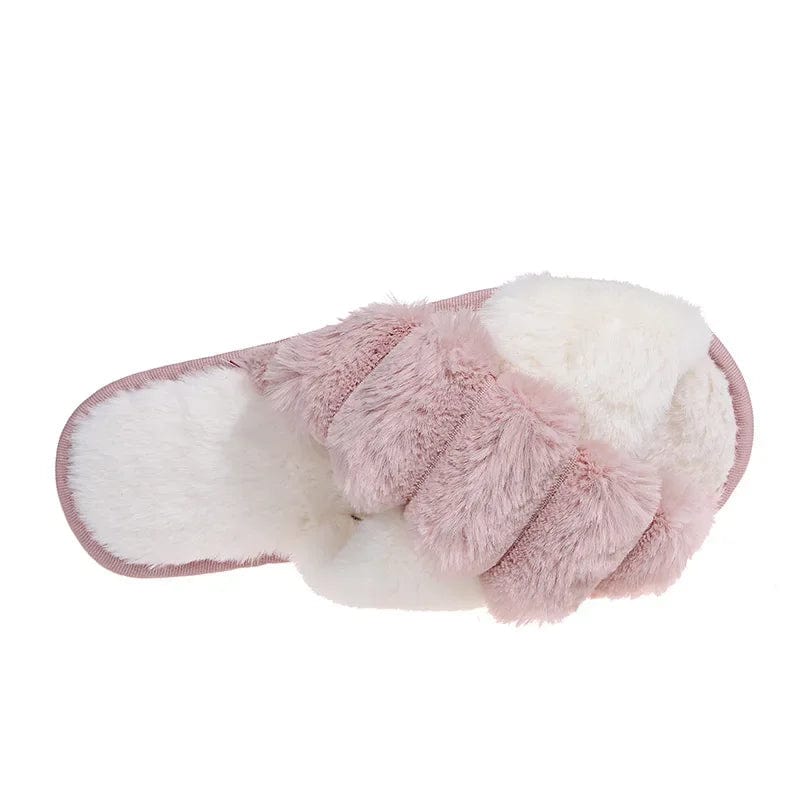 Chaussons claquette bi-color fluffy