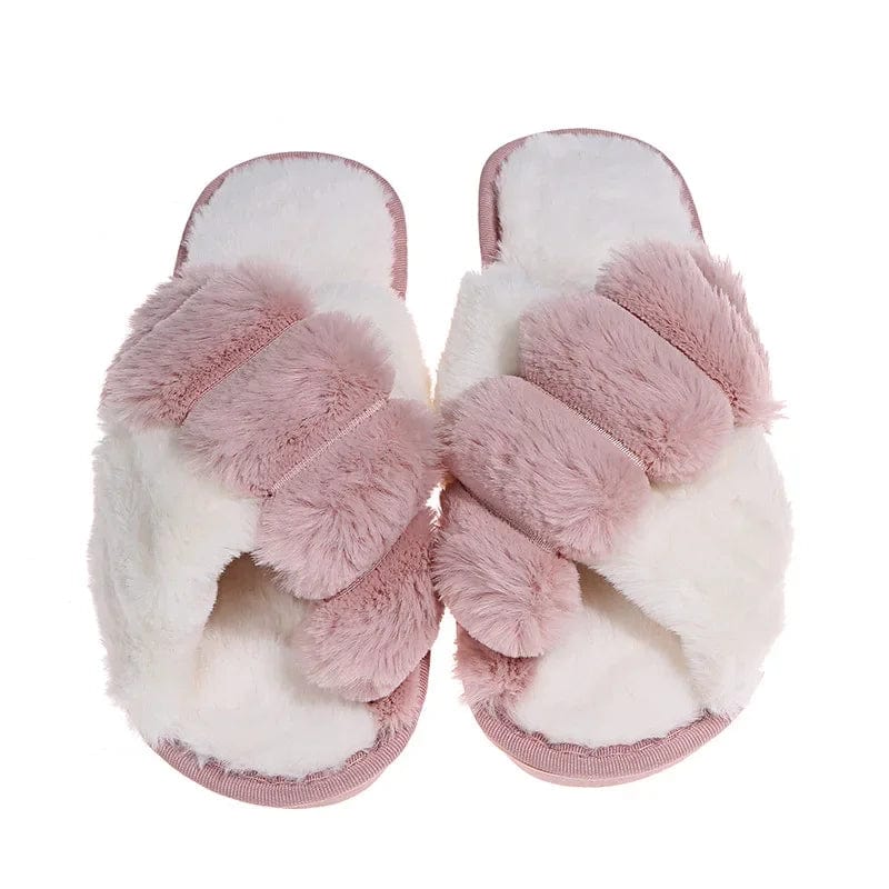 Chaussons claquette bi-color fluffy