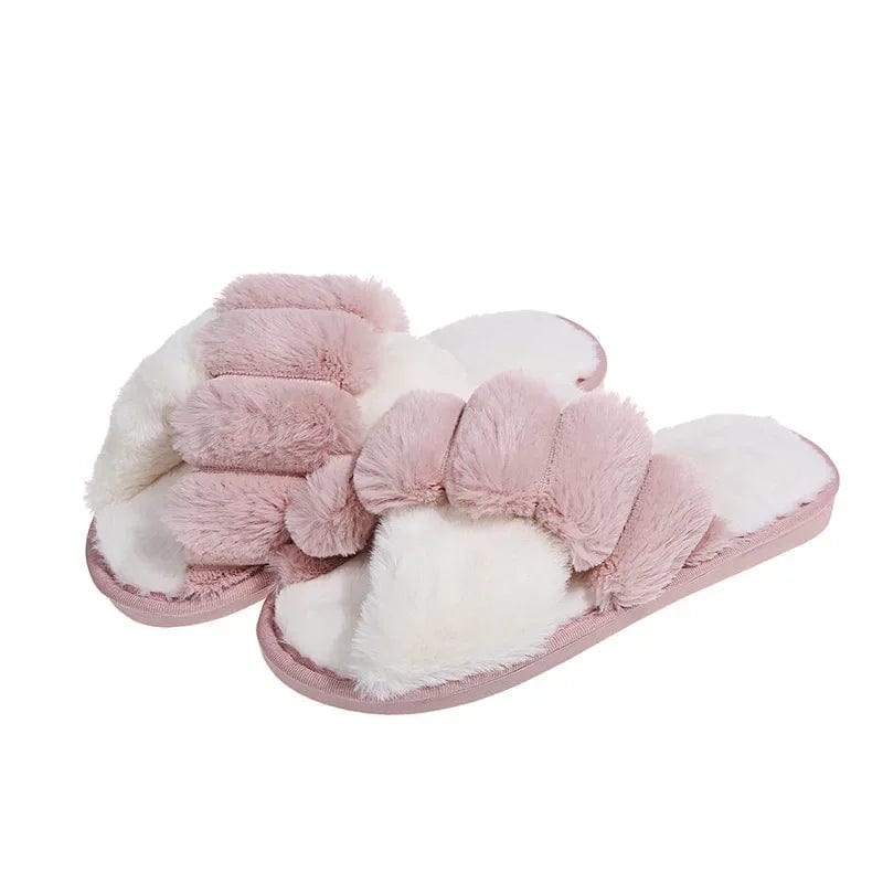 Chaussons claquette bi-color fluffy