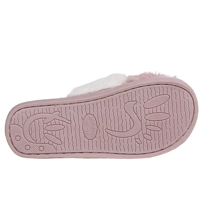 Chaussons claquette bi-color fluffy