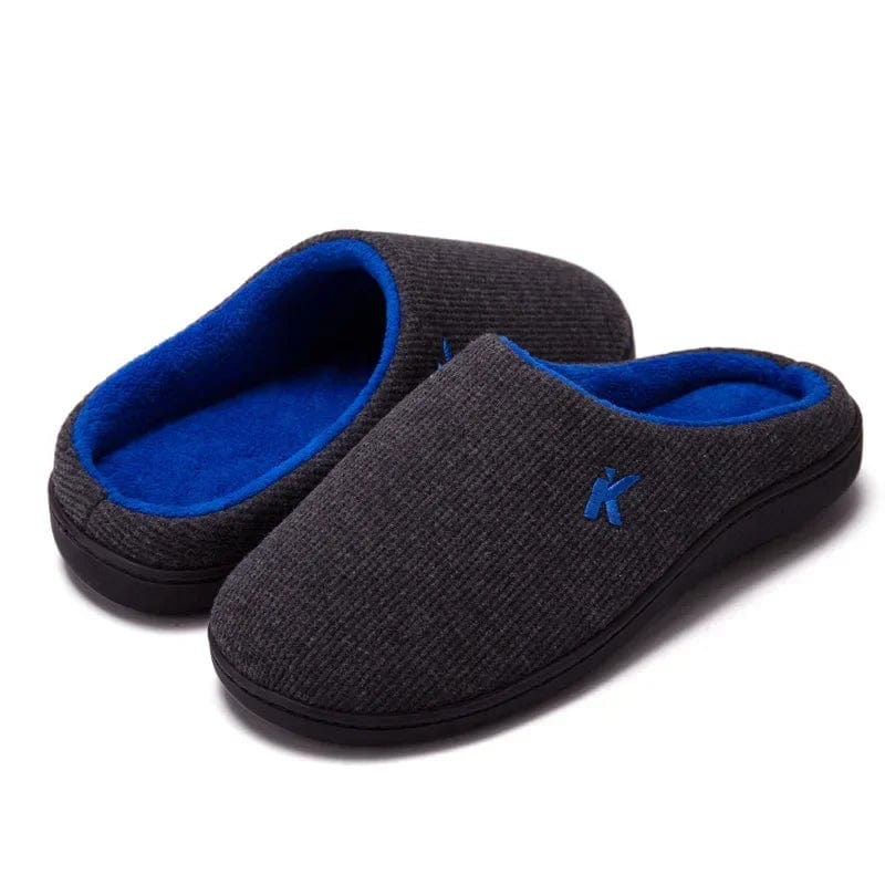 Women Men Winter Thick Sole House Warm Slippers Fama Arch Slow Rebound Gel Memory Sponge Sedex Durable TPR Cloth Slippers blue / S us5-6 38-39