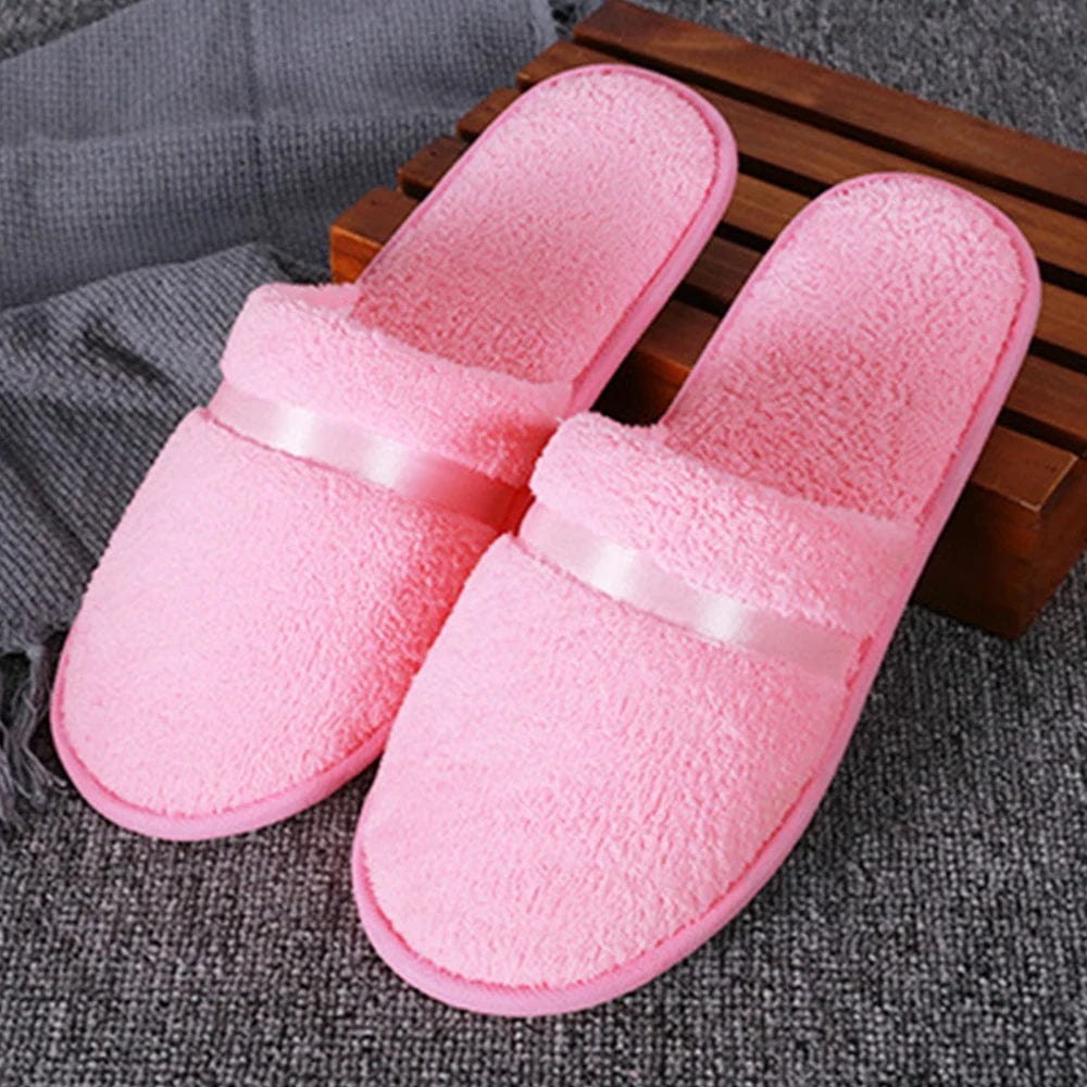 Chaussons d'hôtel en coton éponge Rose / Taille unique