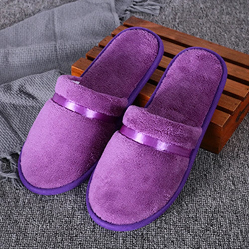 Chaussons d'hôtel en coton éponge Violet / Taille unique