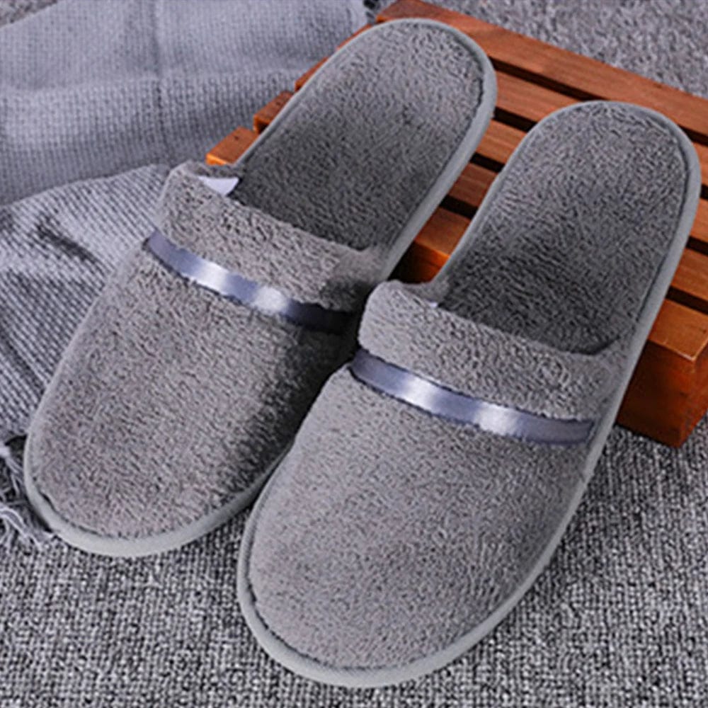 Chaussons d'hôtel en coton éponge Gris / Taille unique