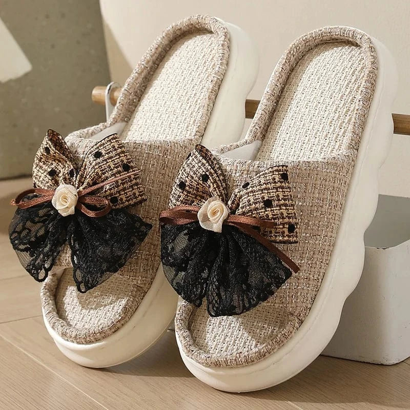chaussons élégants femme - Noeuds Marron / 36-37