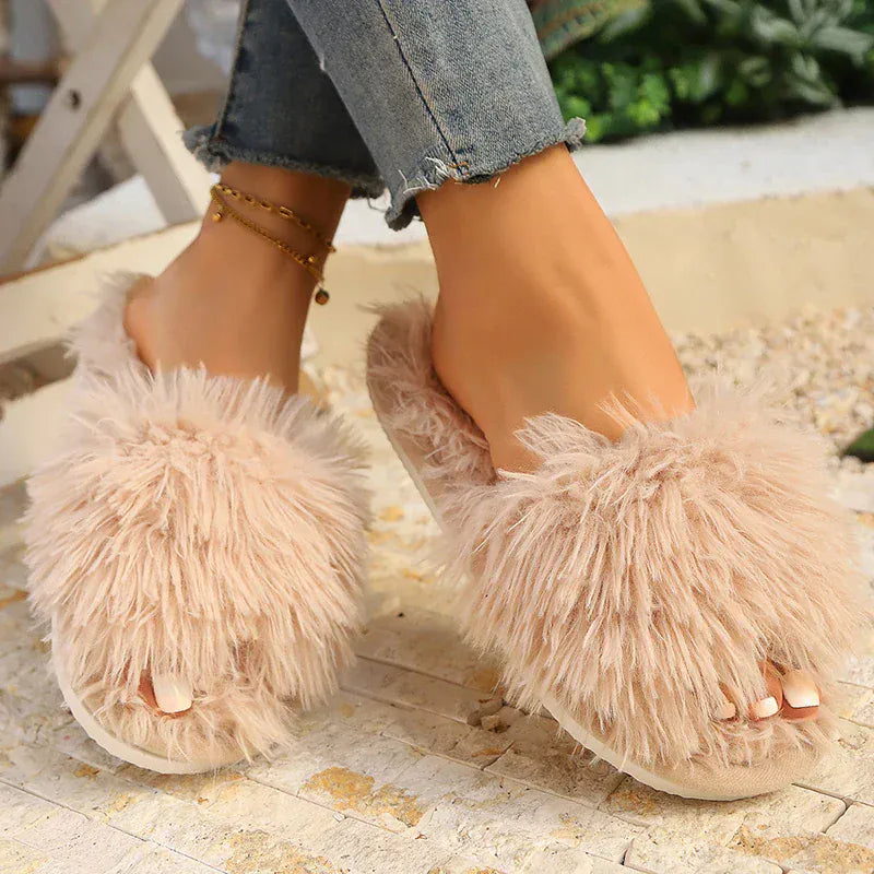 Chaussons en fourrure femme