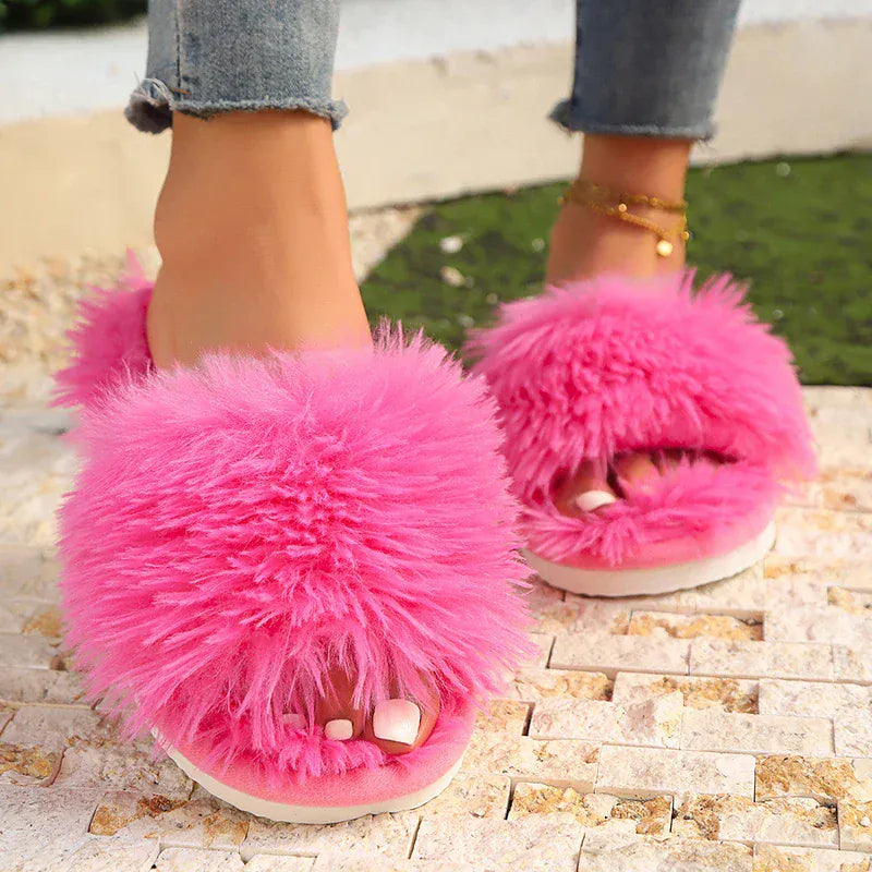 Chaussons en fourrure femme