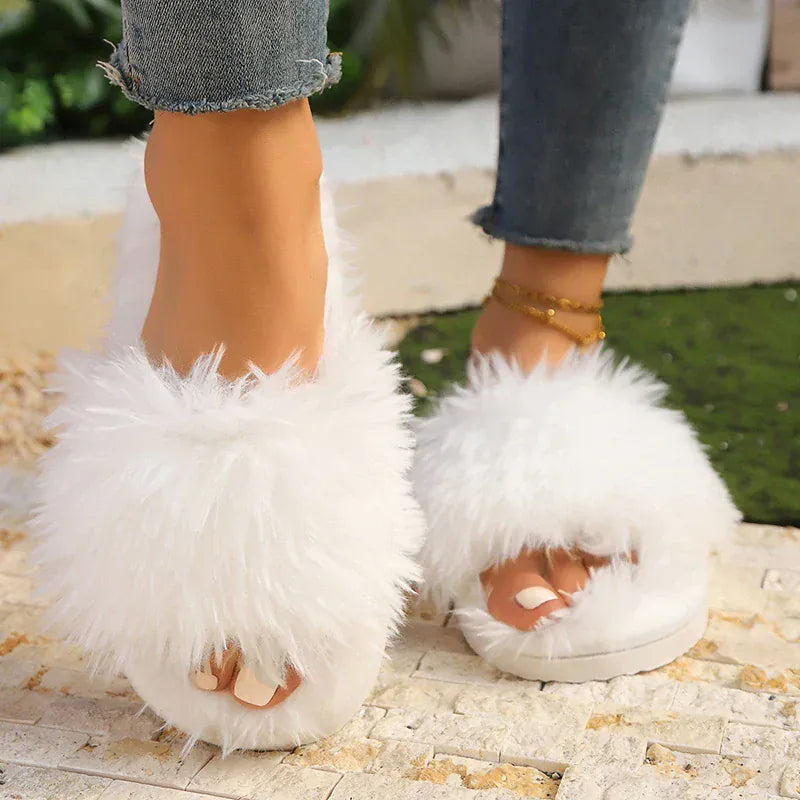 Chaussons en fourrure femme