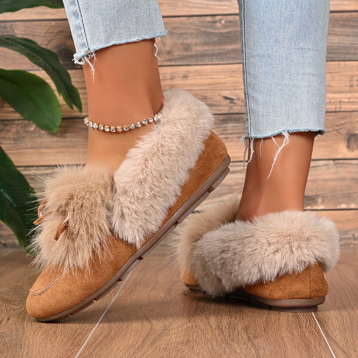 Chaussons en fourrure femme