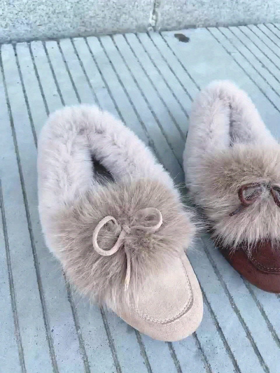 Chaussons en fourrure femme