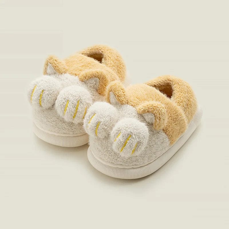 Chaussons Enfant Pattes de Chat Jaune / 22-23