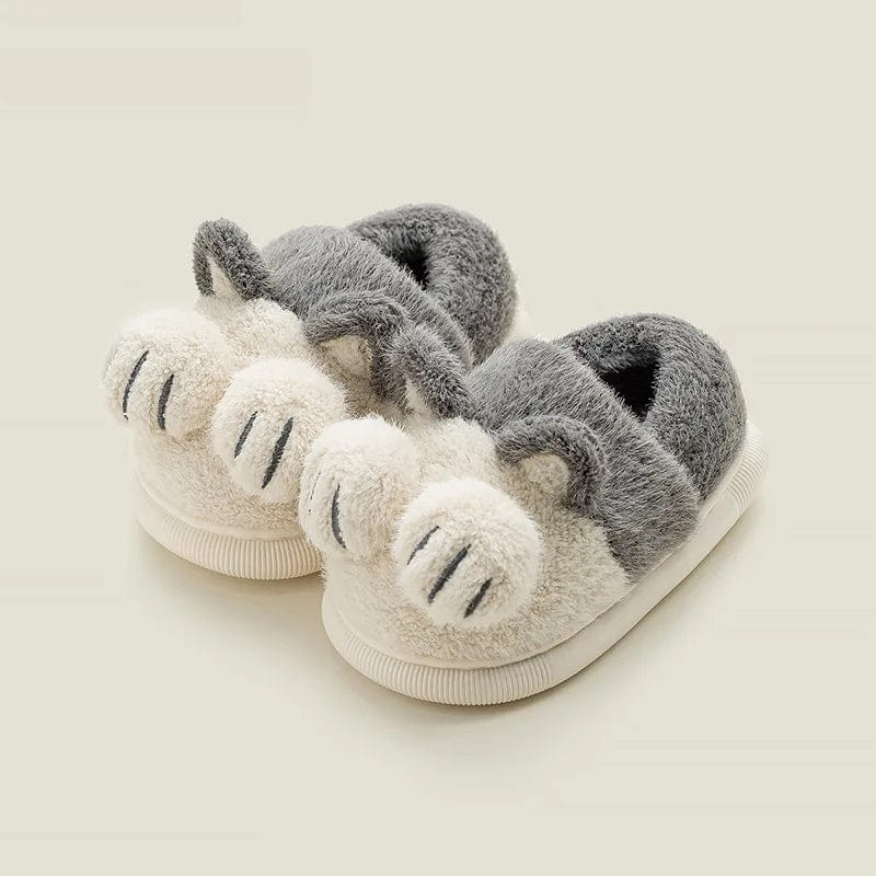 Chaussons Enfant Pattes de Chat Gris / 28