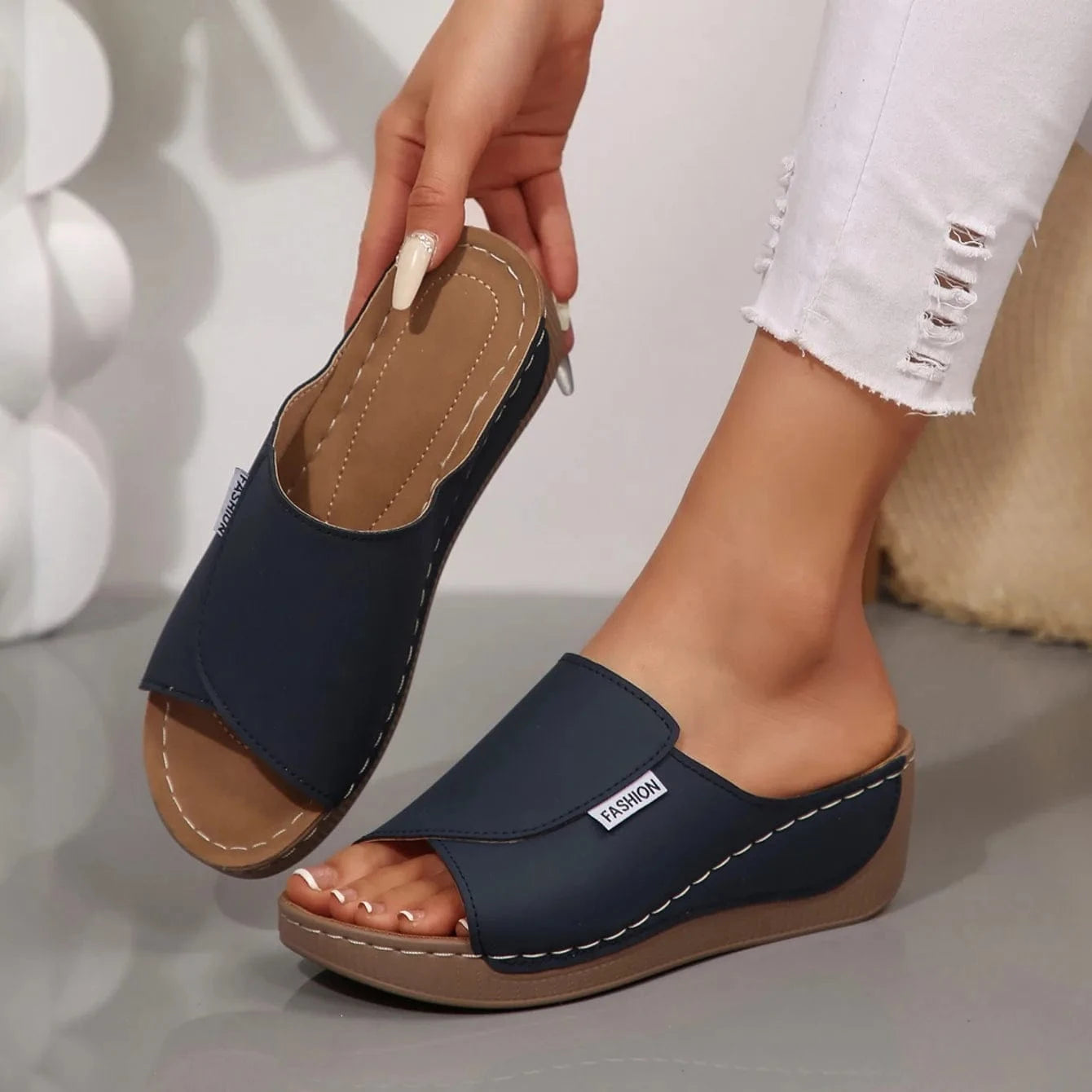 Chaussons femme | Compensés cuir PU
