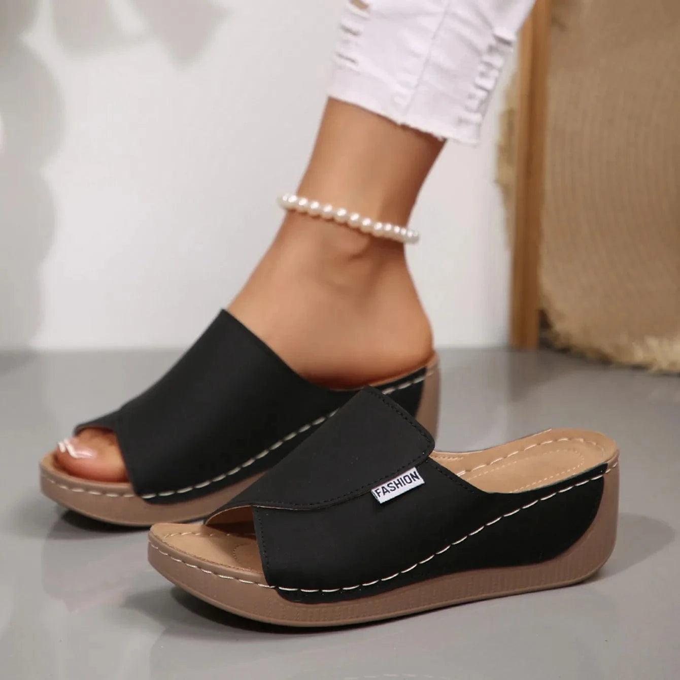 Chaussons femme | Compensés cuir PU