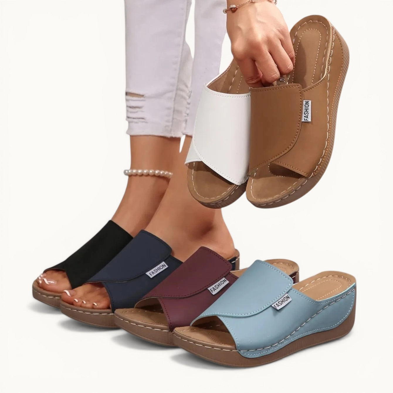 Chaussons femme | Compensés cuir PU