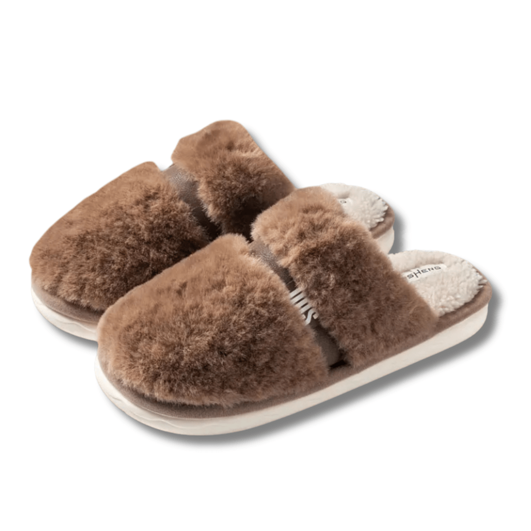 Chaussons femme hiver | Peluche épaisse Marron / 38-39