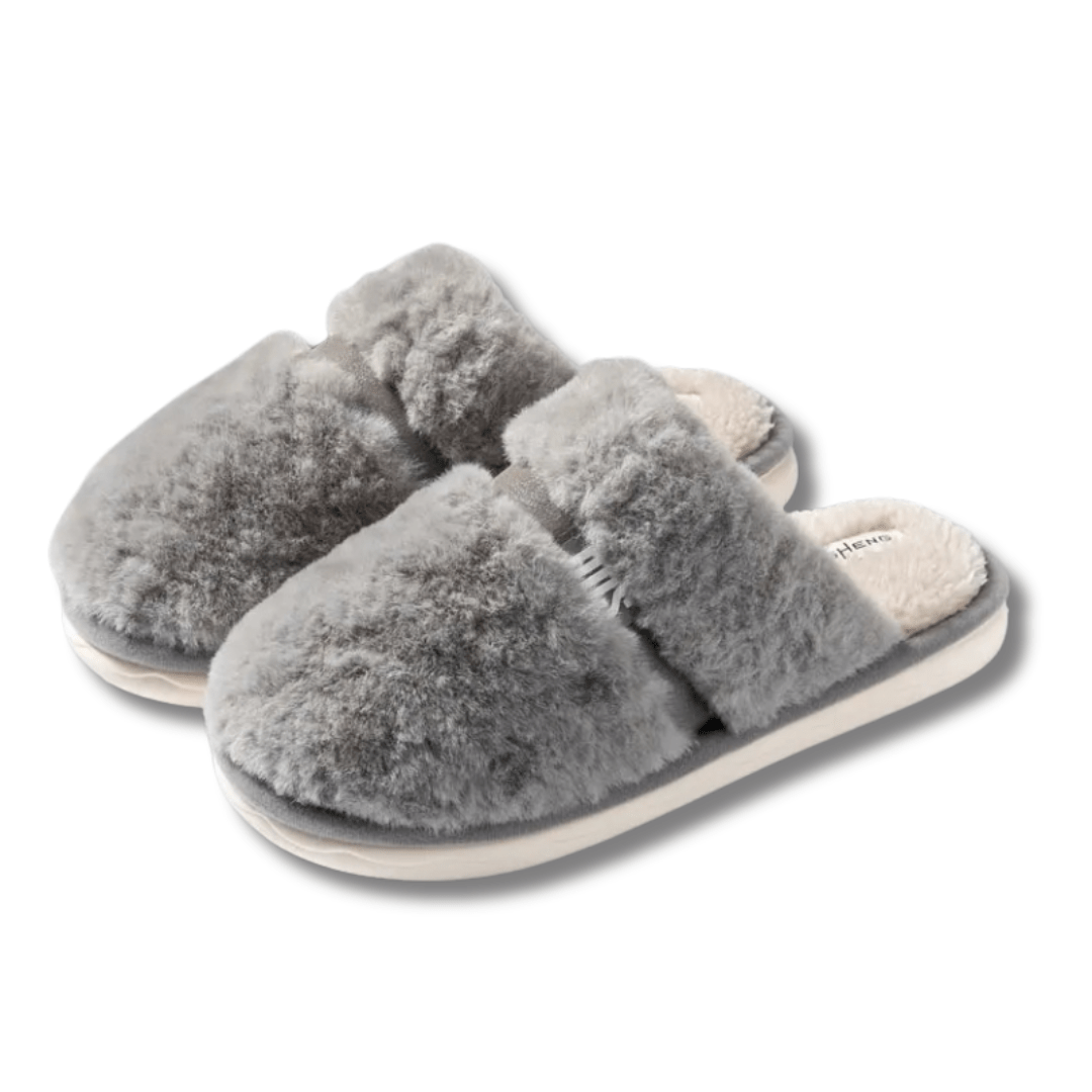 Chaussons femme hiver | Peluche épaisse Gris / 38-39