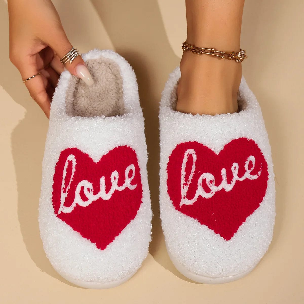 Chaussons Gros Cœur "Love" Blanc / 38-39