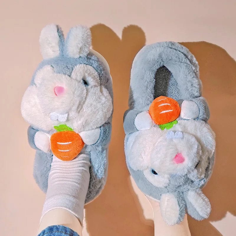 Chaussons Lapin en Polaire Bleu / 34-35