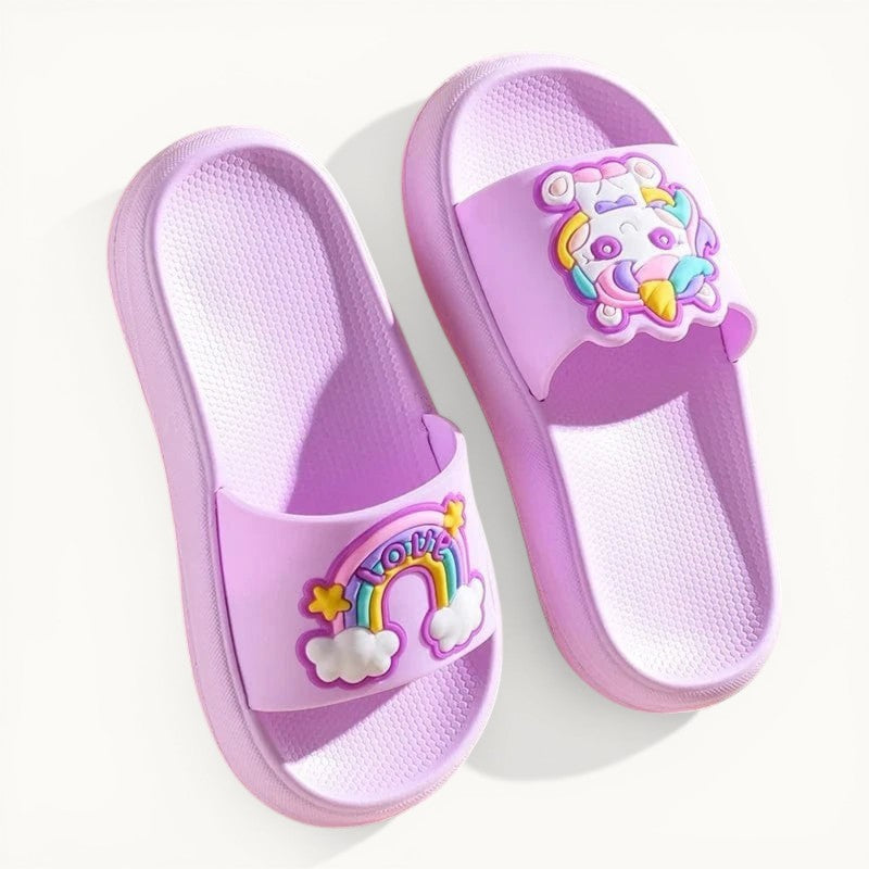 Chaussons licorne enfant été | Arc-en-ciel Violet foncé / 22-23