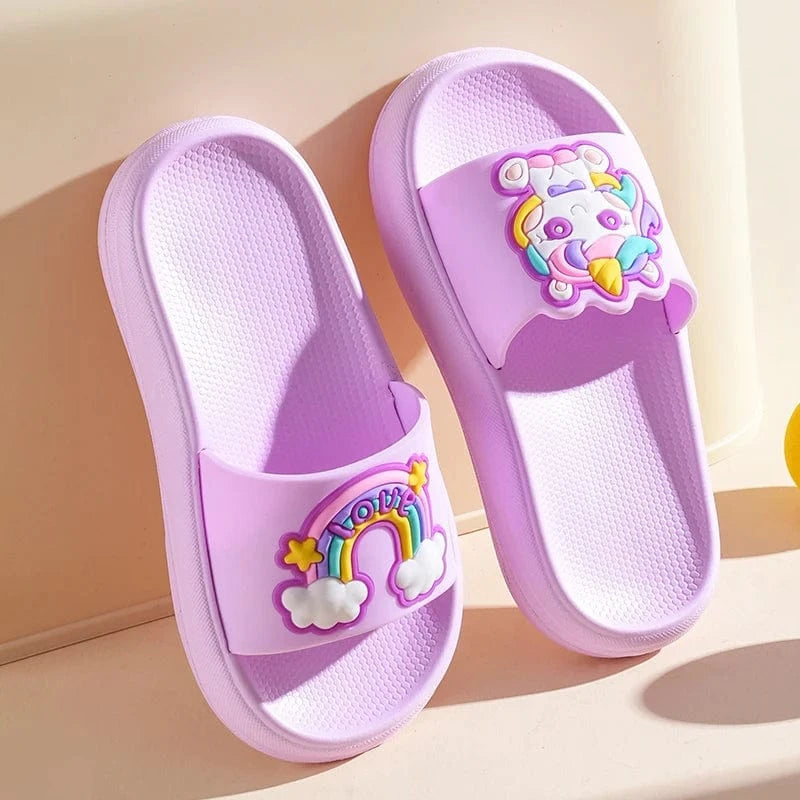 Chaussons licorne enfant été | Arc-en-ciel Violet foncé / 22-23