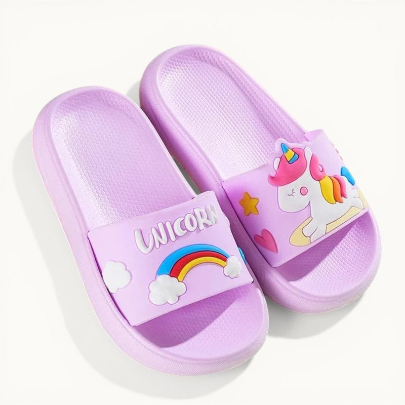 Chaussons licorne enfant été | Arc-en-ciel Violet / 22-23