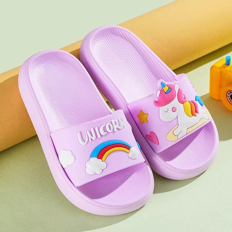 Chaussons licorne enfant été | Arc-en-ciel Violet / 22-23