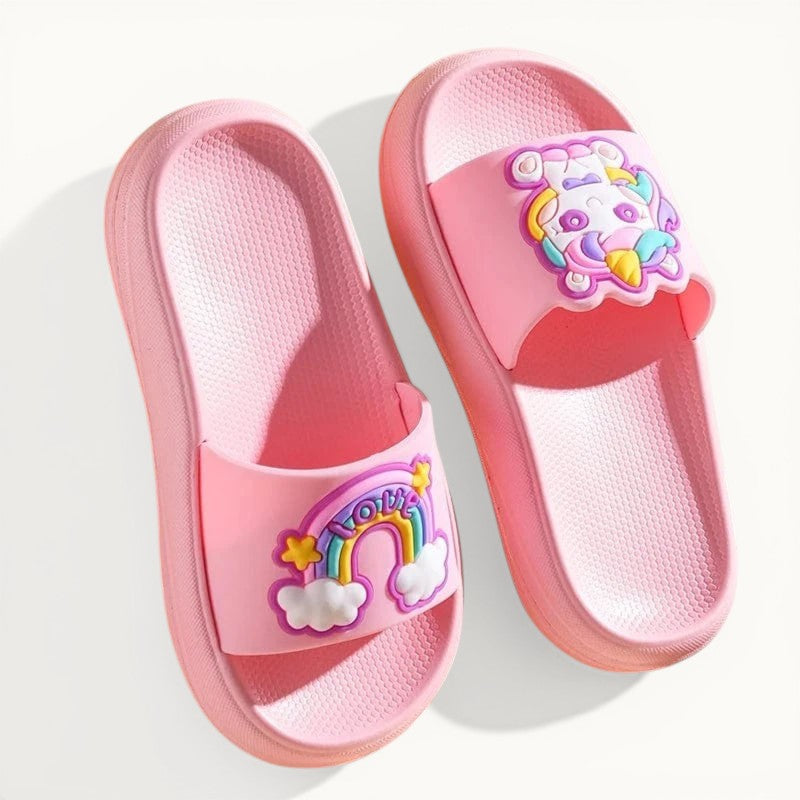 Chaussons licorne enfant été | Arc-en-ciel Rose foncé / 22-23