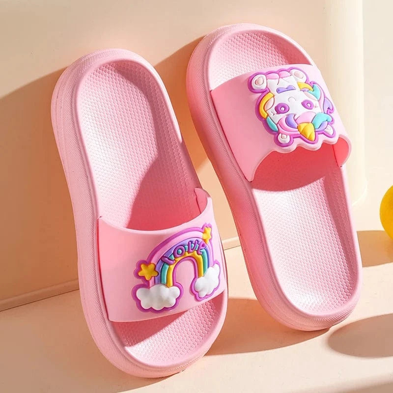 Chaussons licorne enfant été | Arc-en-ciel Rose foncé / 22-23