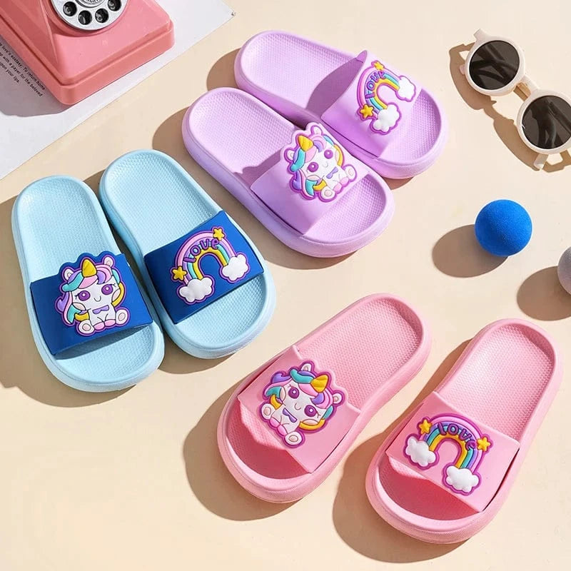Chaussons licorne enfant été | Arc-en-ciel
