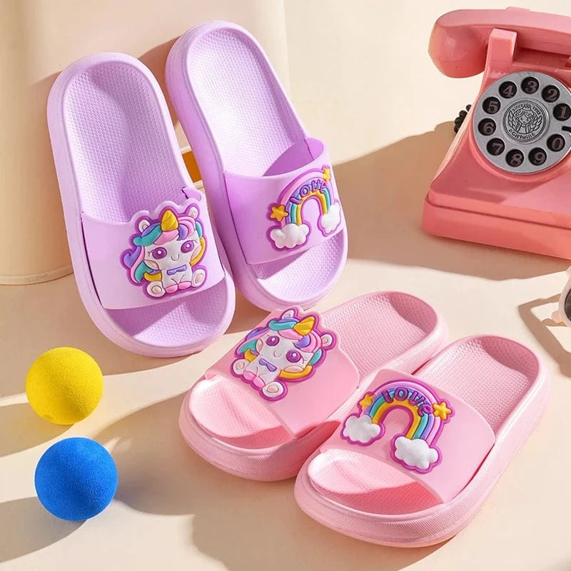 Chaussons licorne enfant été | Arc-en-ciel
