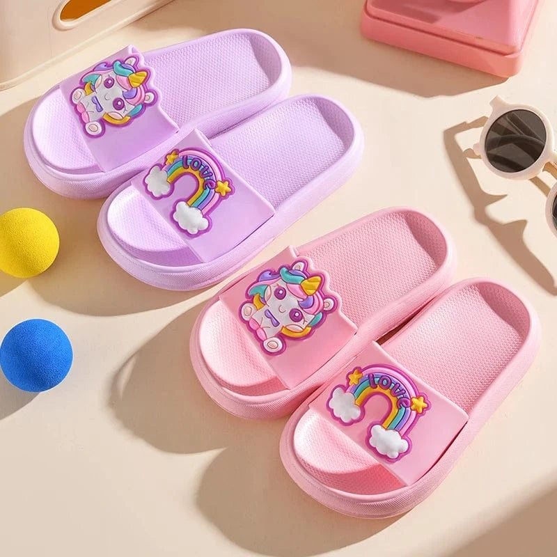 Chaussons licorne enfant été | Arc-en-ciel