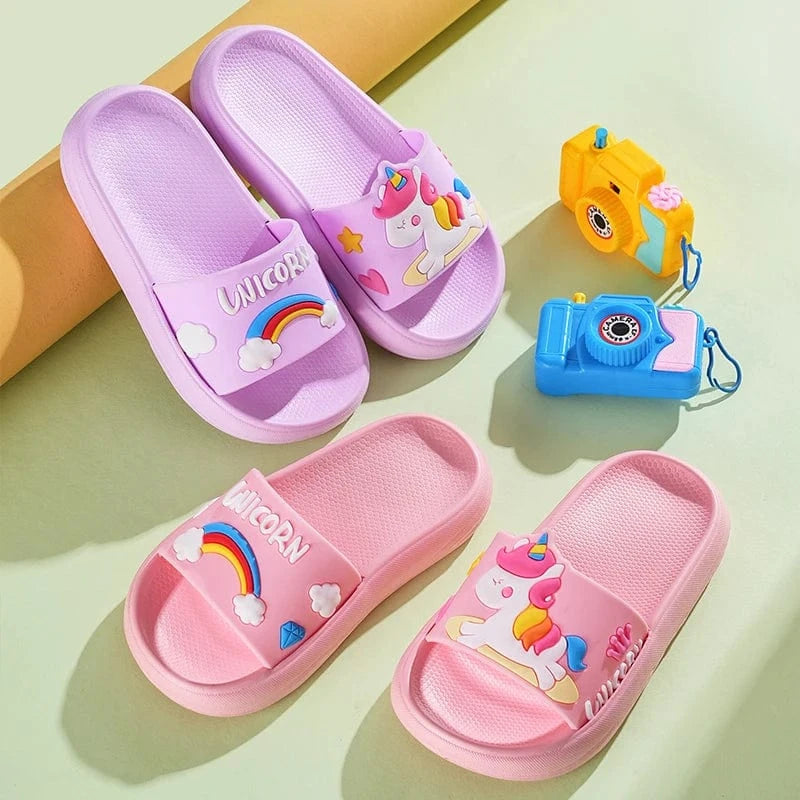 Chaussons licorne enfant été | Arc-en-ciel