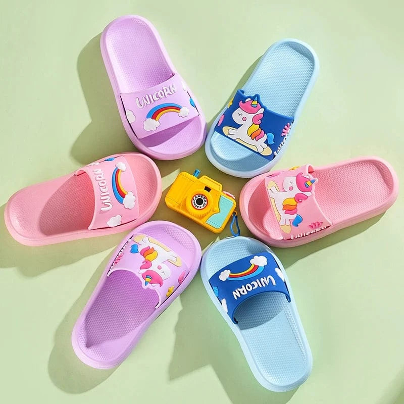 Chaussons licorne enfant été | Arc-en-ciel